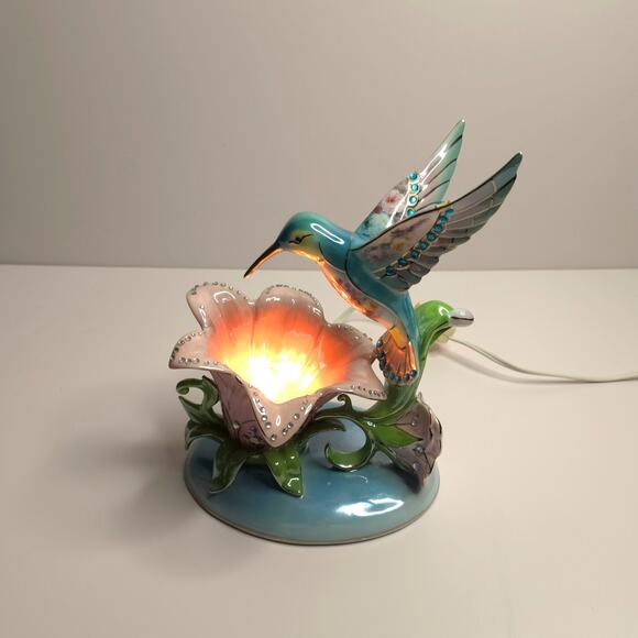 Bradford Exchange Lena Liu Porcelain Hummingbird Accent Lamp Limited Ed. READ - Picture 1 of 13